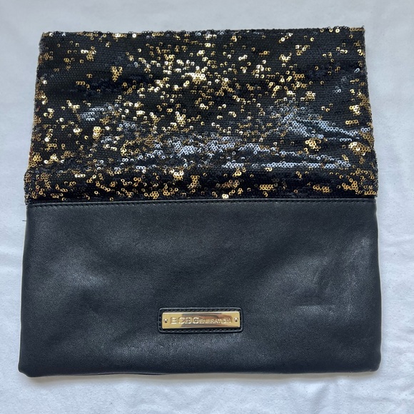 BCBGeneration Gold and Black Fold-over Clutch - Picture 5 of 5